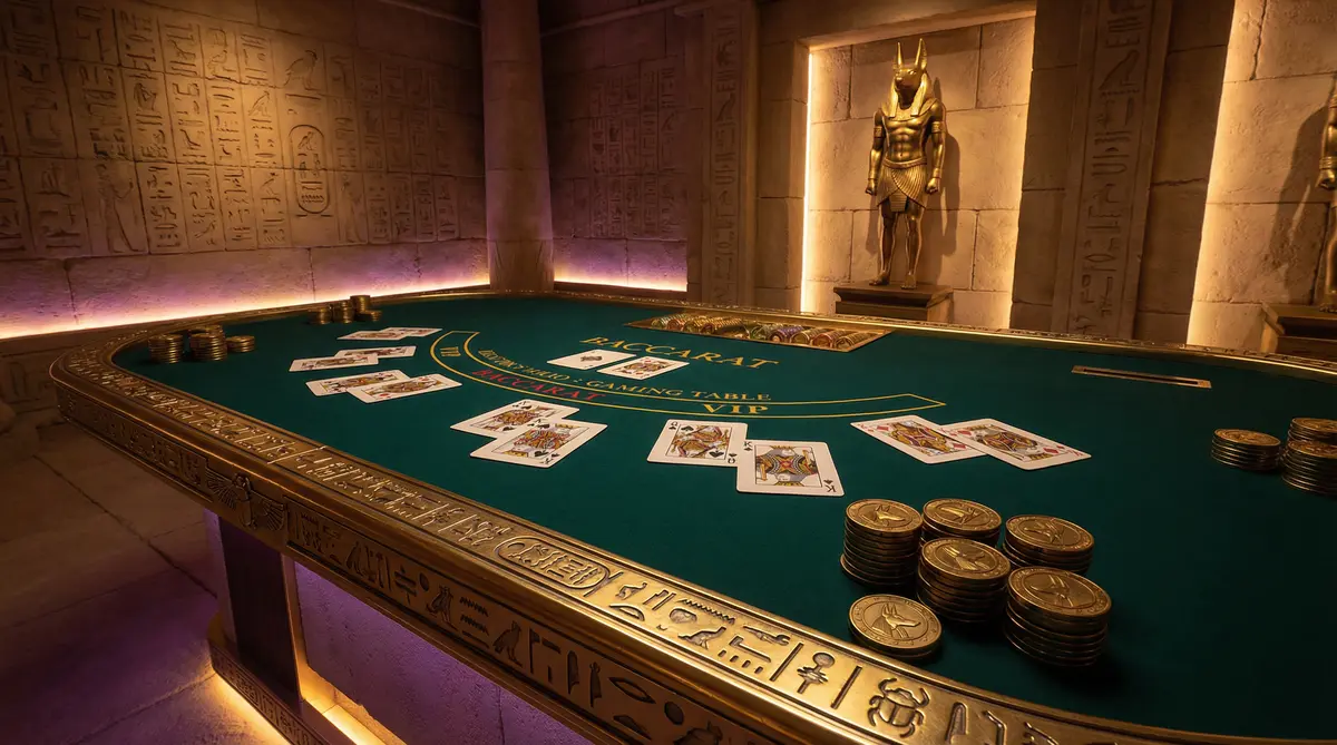 Mesa de bacará VIP com estátua de Nasus